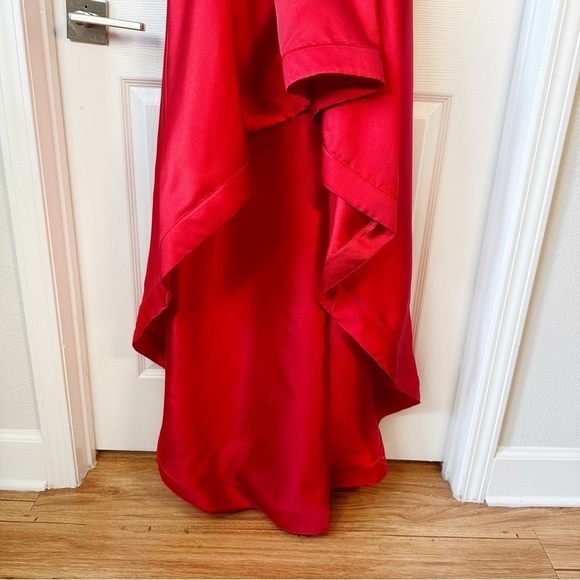 Jodi Kristopher Strapless Corset High Low Prom Dress Gown Lace Satin Red Size 7 - Picture 8 of 14